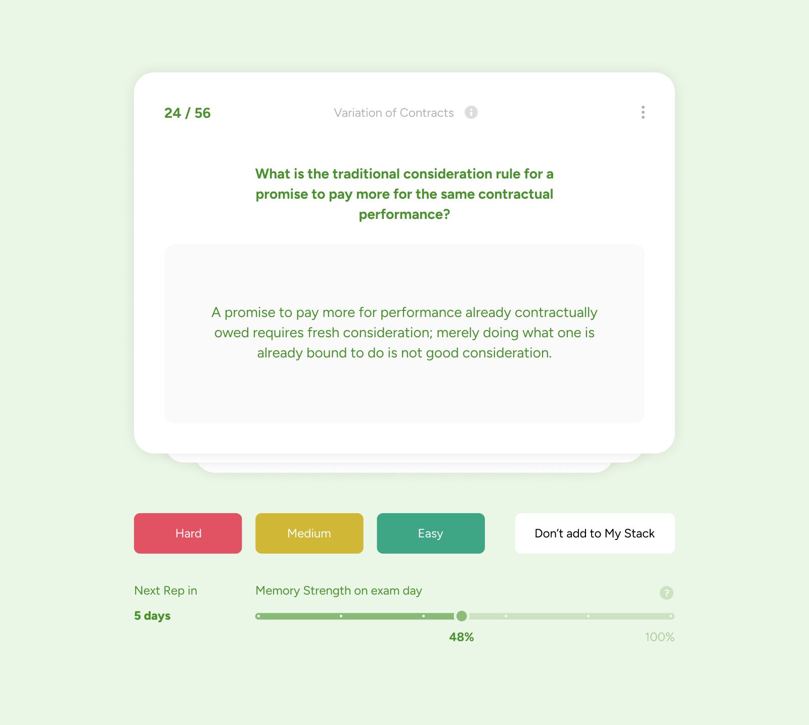 Kinnu flashcard interface detail