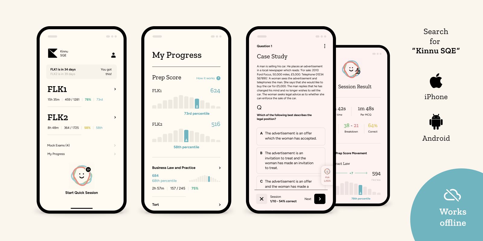 Kinnu SQE mobile app on iOS and Android